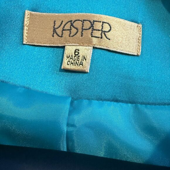 NWT Kasper Skirt Suit Women's Size 6 Teal & Black 2-Piece Set Blazer & Skirt - Picture 7 of 13